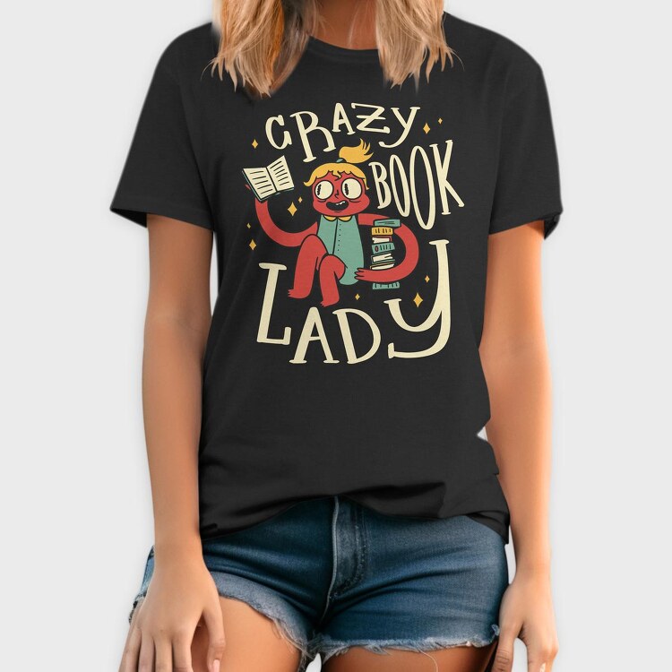 Crazy Book Lady, Tricou Barbati (Unisex)