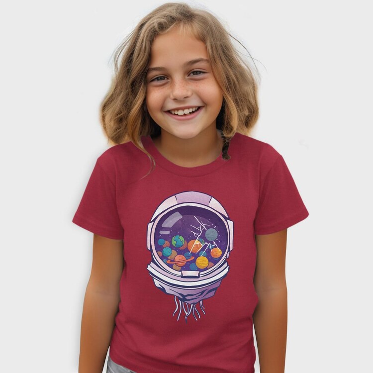 Astronaut Helmet And Planets, Tricou Copii
