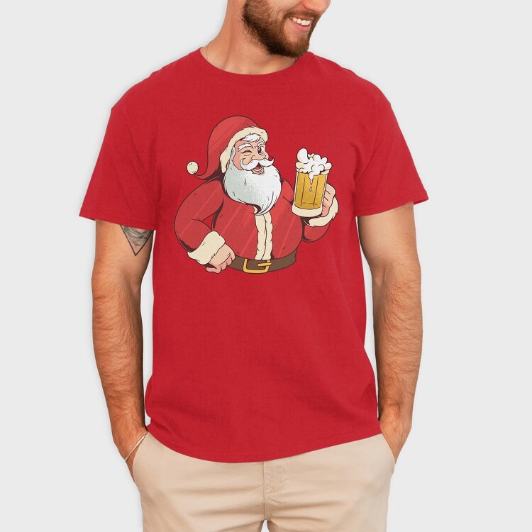 Santa Beer, Tricou Barbati (Unisex)