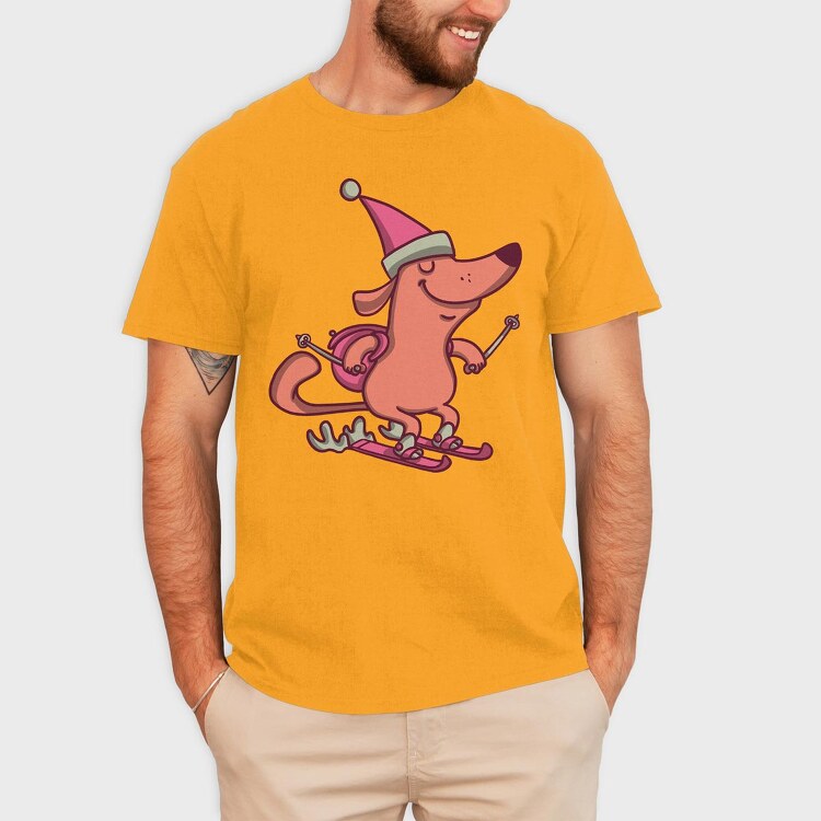 Dog Skiing, Tricou Barbati (Unisex)