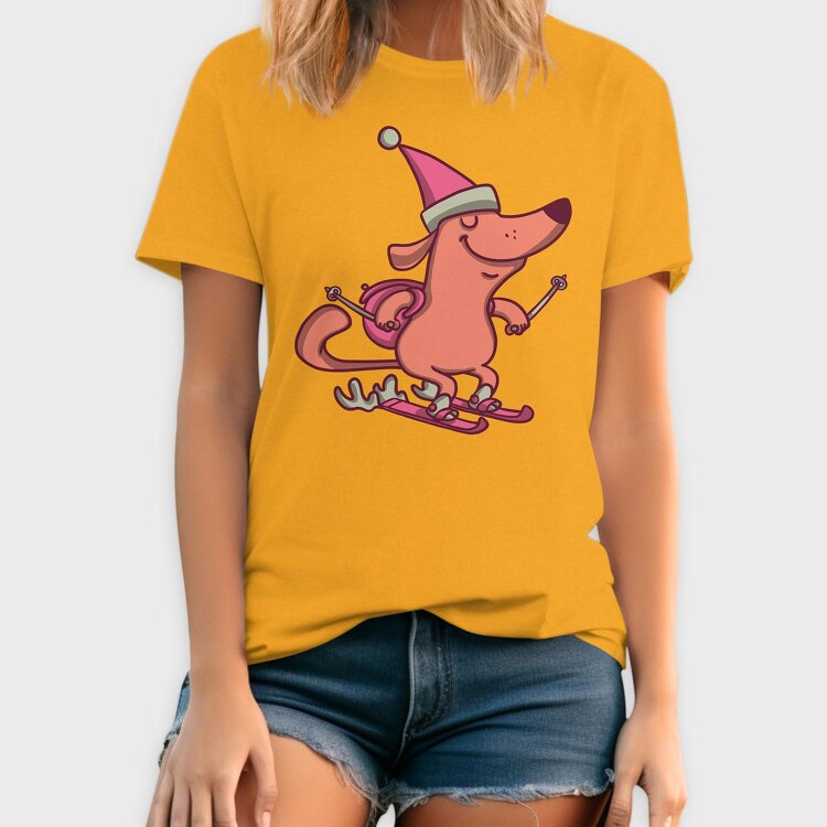 Dog Skiing, Tricou Barbati (Unisex)