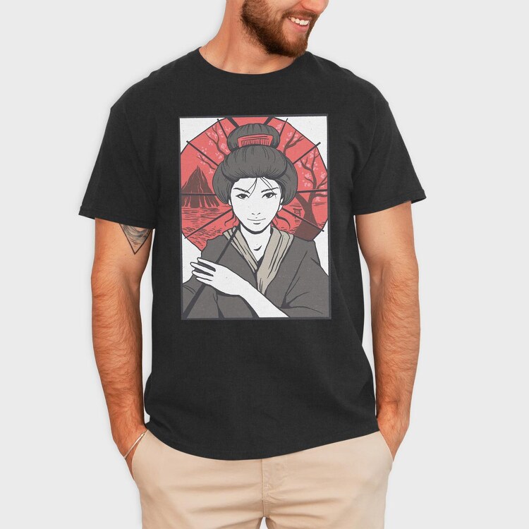 Geisha Umbrella, Tricou Barbati (Unisex)