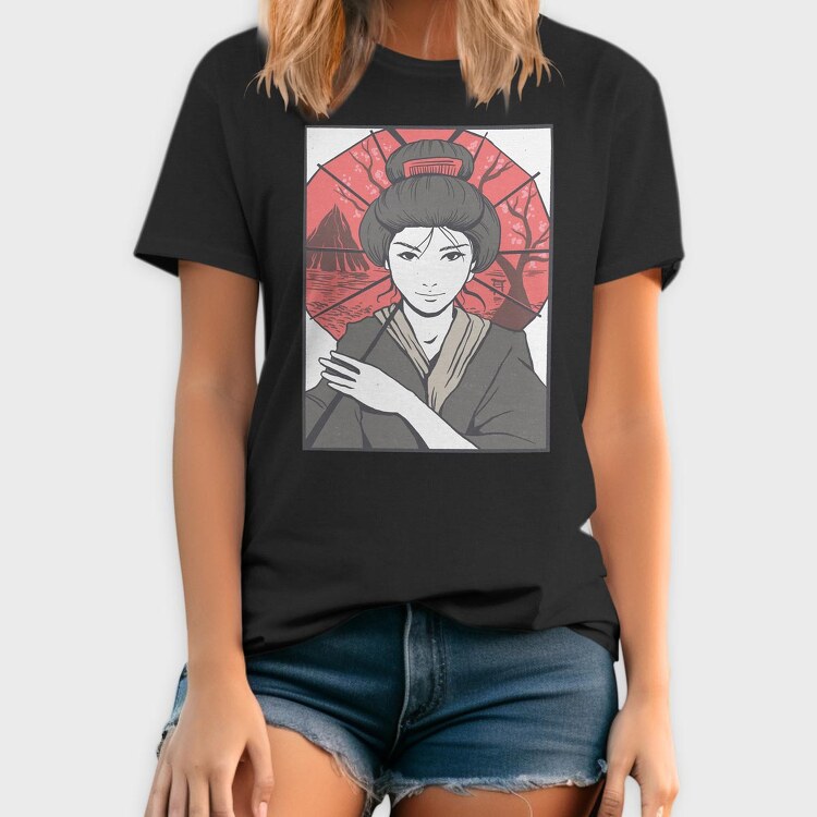 Geisha Umbrella, Tricou Barbati (Unisex)