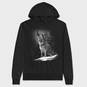 Realistic Wolf Monocrhome Howl, Hanorac Oversize Barbati (Unisex)