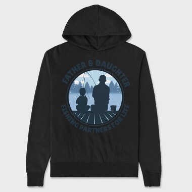 Father And Daughter Fishing, Hanorac Oversize Barbati (Unisex)