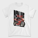 Anime Style Motorcycle Drawing Phrase Redline Warrior, Tricou Barbati (Unisex)