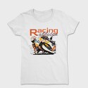 Tilted Competition Motorcycle With Rider Racing Addiction, Tricou Femei
