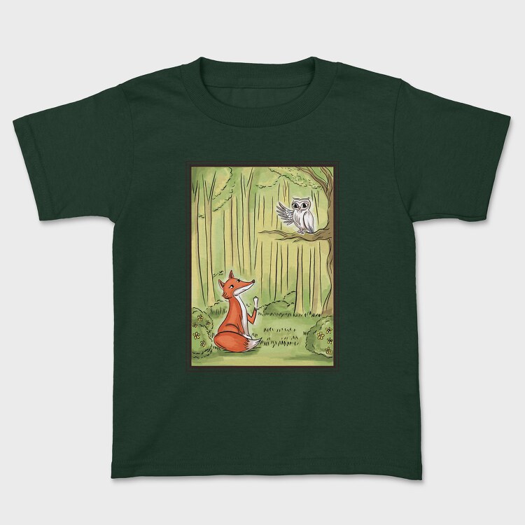 Cute Fox And Owl, Tricou Copii