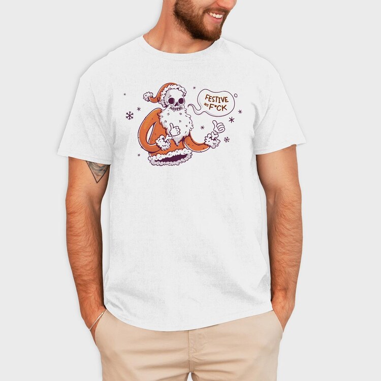 Anti Christmas Vintage Retro Skeleton Santa, Tricou Barbati (Unisex)