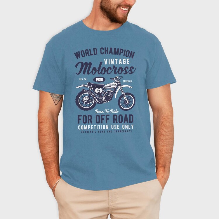 Vintage Motocross, Tricou Barbati (Unisex)