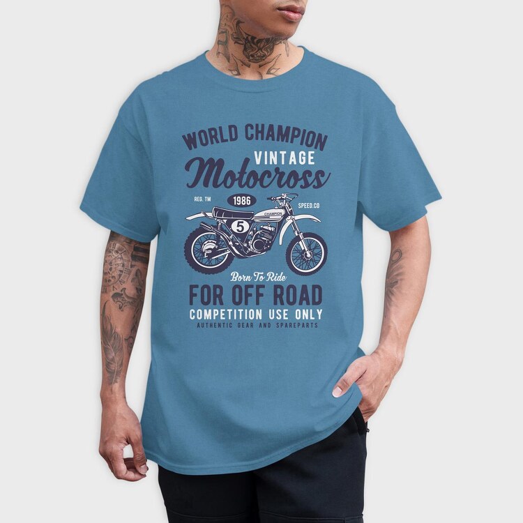Vintage Motocross, Tricou Barbati (Unisex)