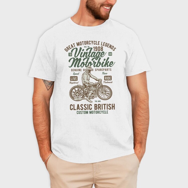 Vintage Motorbike, Tricou Barbati (Unisex)