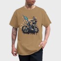 American Flag Skeleton Motocross Motorcycle, Tricou Barbati (Unisex)