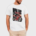 Anime Style Motorcycle Drawing Phrase Redline Warrior, Tricou Barbati (Unisex)