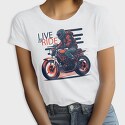 Live to Live MotorcycleArt RetroStyle, Tricou Femei