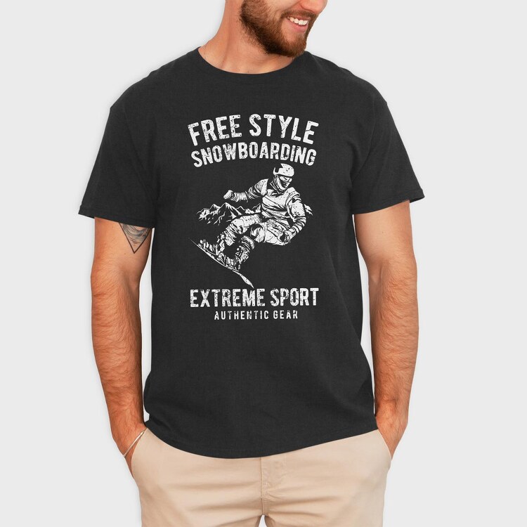 Free Style Snowboarding, Tricou Barbati (Unisex)