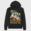 Tilted Competition Motorcycle With Rider Lean Into It, Hanorac Oversize Barbati (Unisex)