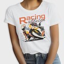 Tilted Competition Motorcycle With Rider Racing Addiction, Tricou Femei