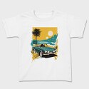 Classic Car Palm Trees Sun Sea City, Tricou Copii