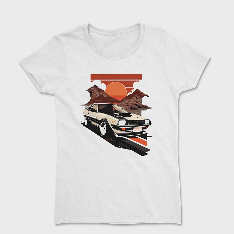 Classic Car Sunset Mountains, Tricou Femei