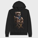 Teddy Bear on Chair, Hanorac Oversize Barbati (Unisex)