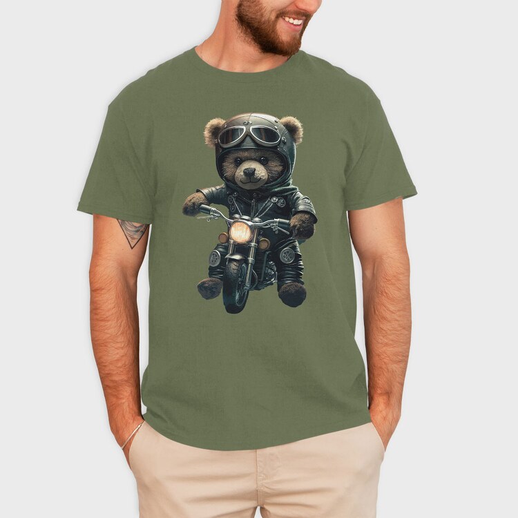 Biker Teddy Bear, Tricou Barbati (Unisex)