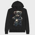 Biker Teddy Bear, Hanorac Oversize Barbati (Unisex)