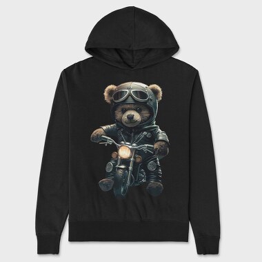 Biker Teddy Bear, Hanorac Oversize Barbati (Unisex)