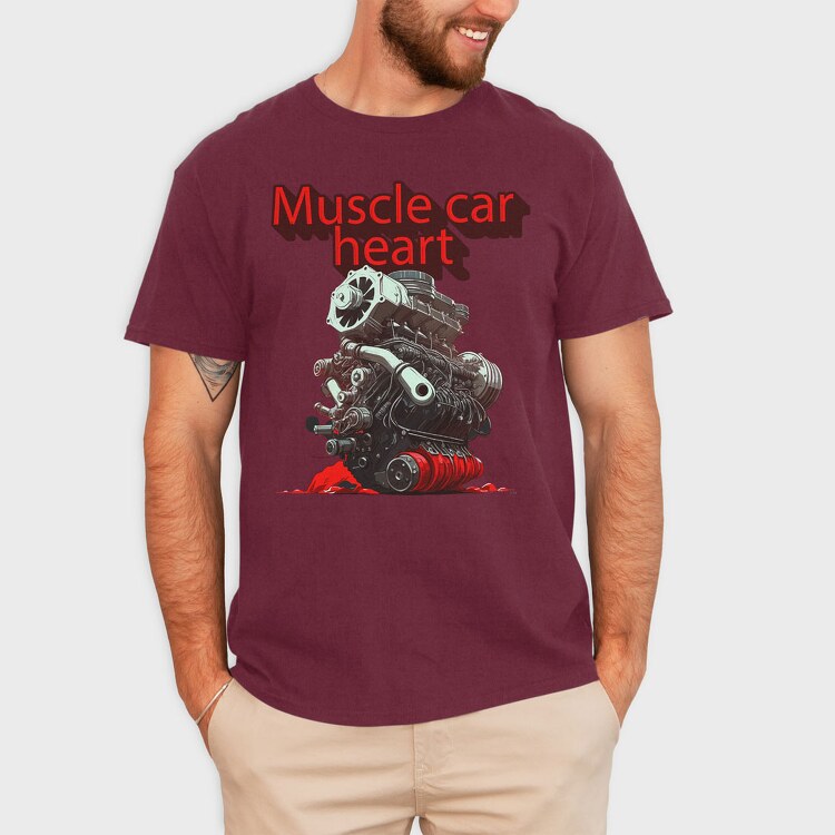 Muscle Car Heart Engine Anime, Tricou Barbati (Unisex)