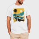 Classic Car Palm Trees Sun Sea City, Tricou Barbati (Unisex)
