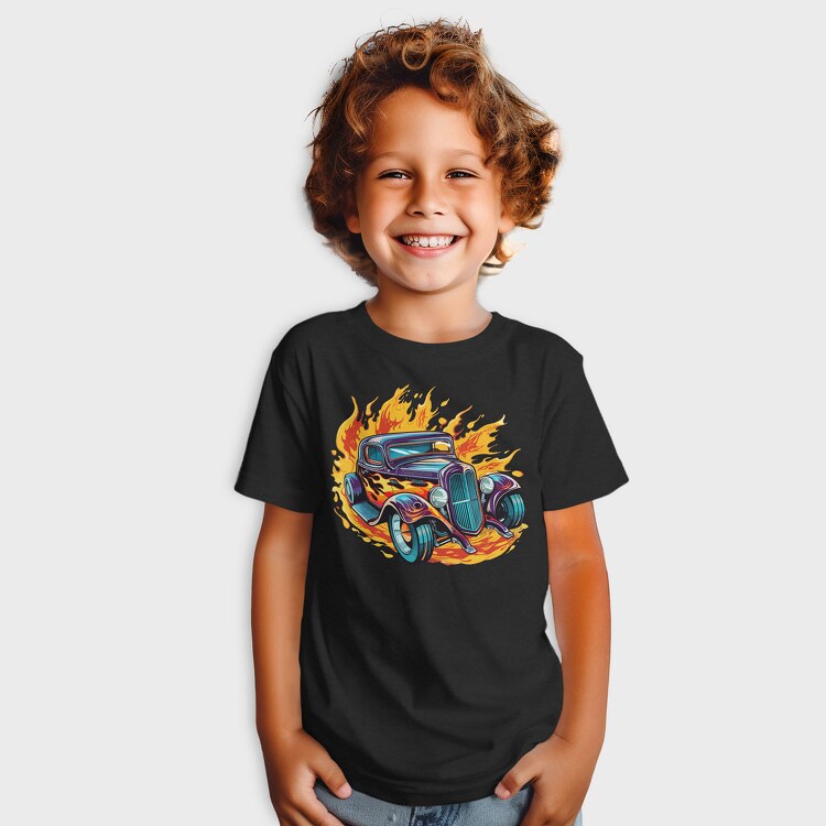 Flame Hotrod Old Car, Tricou Copii