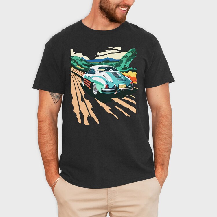Classic Car Trees Landscape Retro, Tricou Barbati (Unisex)