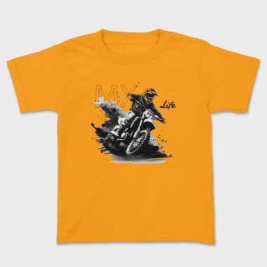Motocross Rider Kicking Up Dirt Mx Life, Tricou Copii