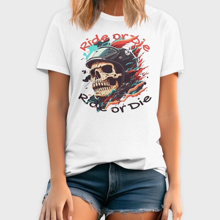 Motorcycle Helmet Skull Ride or Die, Tricou Barbati (Unisex)