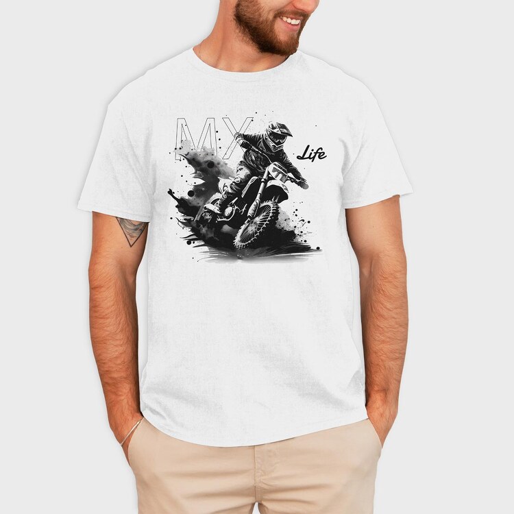 Motocross Rider Kicking Up Dirt Mx Life, Tricou Barbati (Unisex)