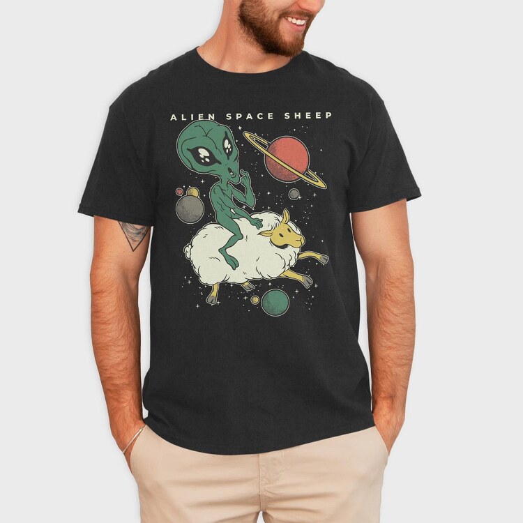 Alien On Sheep, Tricou Barbati (Unisex)