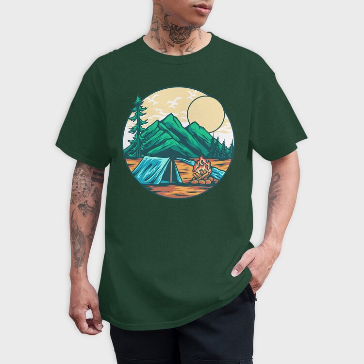 Camping Illustration 9, Tricou Barbati (Unisex)
