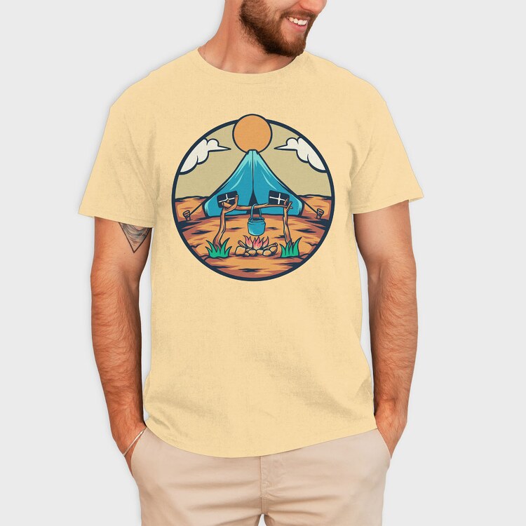 Camping Illustration, Tricou Barbati (Unisex)