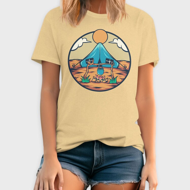 Camping Illustration, Tricou Barbati (Unisex)