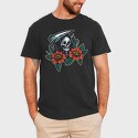 Skull and Flowers Texture Illustrations, Tricou Barbati (Unisex)