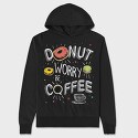 Donut Worry Be Coffee, Hanorac Oversize Barbati (Unisex)