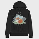 Watercolor Fox, Hanorac Oversize Barbati (Unisex)