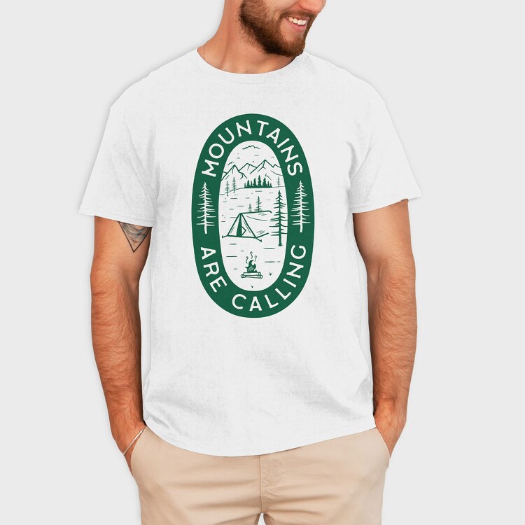 Mountains Are Calling Green, Tricou Barbati (Unisex)