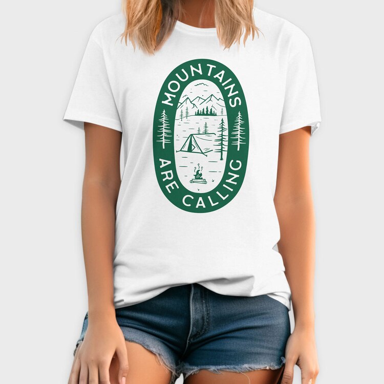 Mountains Are Calling Green, Tricou Barbati (Unisex)