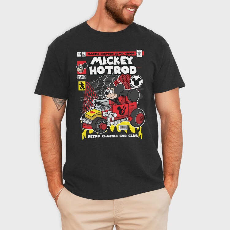 Mickey Hot Rod, Tricou Barbati (Unisex)