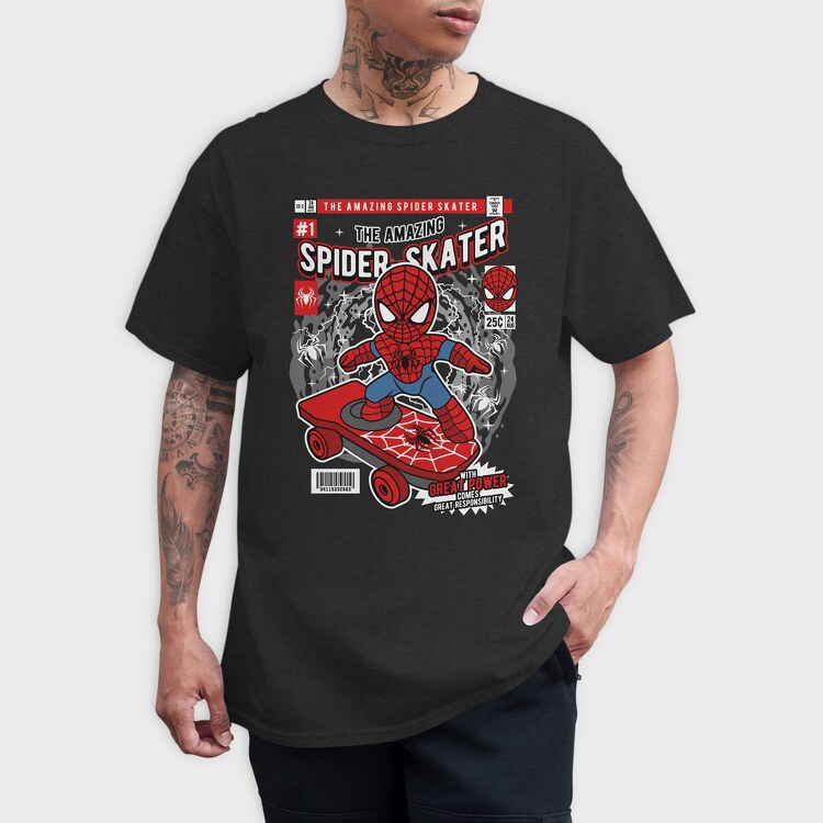 Spiderman Skateboard, Tricou Barbati (Unisex)