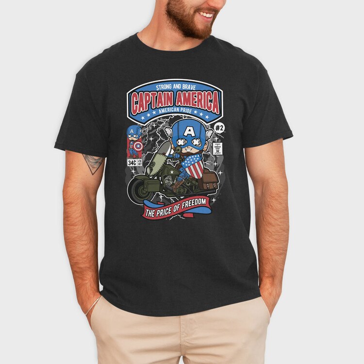 Captain America Motorcycle, Tricou Barbati (Unisex)