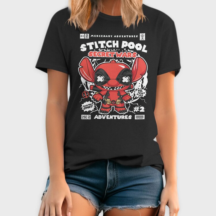 Stitch Pool, Tricou Barbati (Unisex)