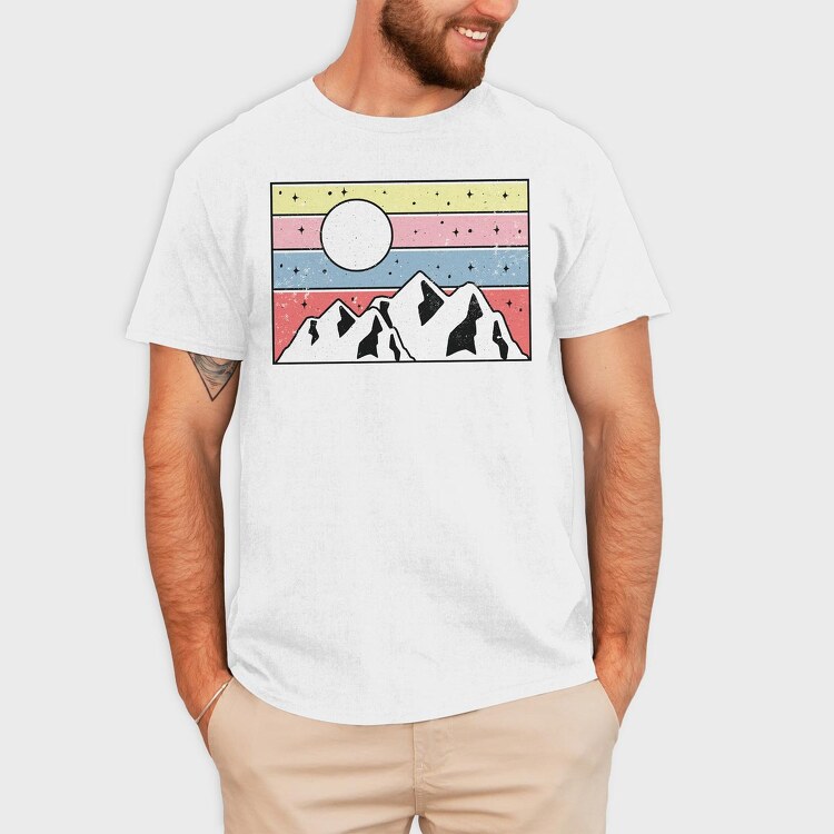Retro Mountain Sunset, Tricou Barbati (Unisex)