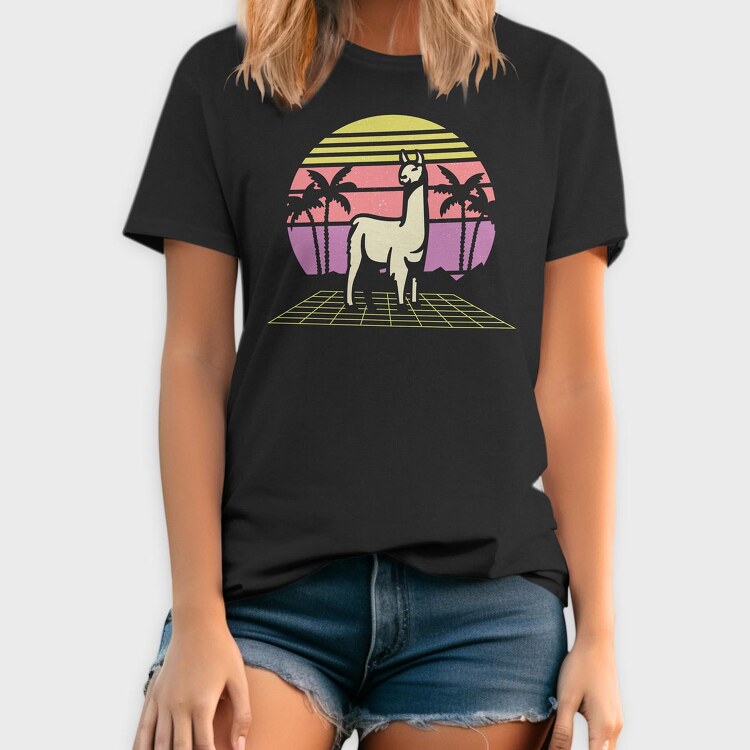 Retro Llama, Tricou Barbati (Unisex)